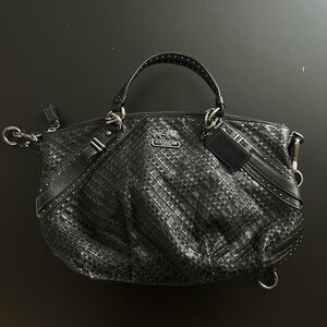 Coach Madison Woven Leather Sophia Black Shoulder Bag
